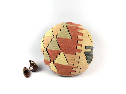Kilim Round Pillow Cover 18" in Tribal Vintage Turkish Carpet Round Cushion 4953