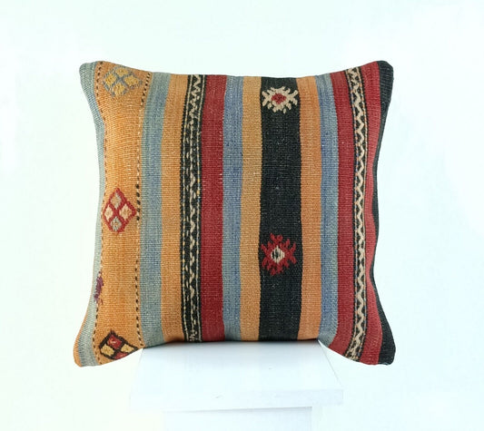 16x16 Ethnic Vintage Turkish Rug Pillow Cover Home Decorative Boho Cushion 2302