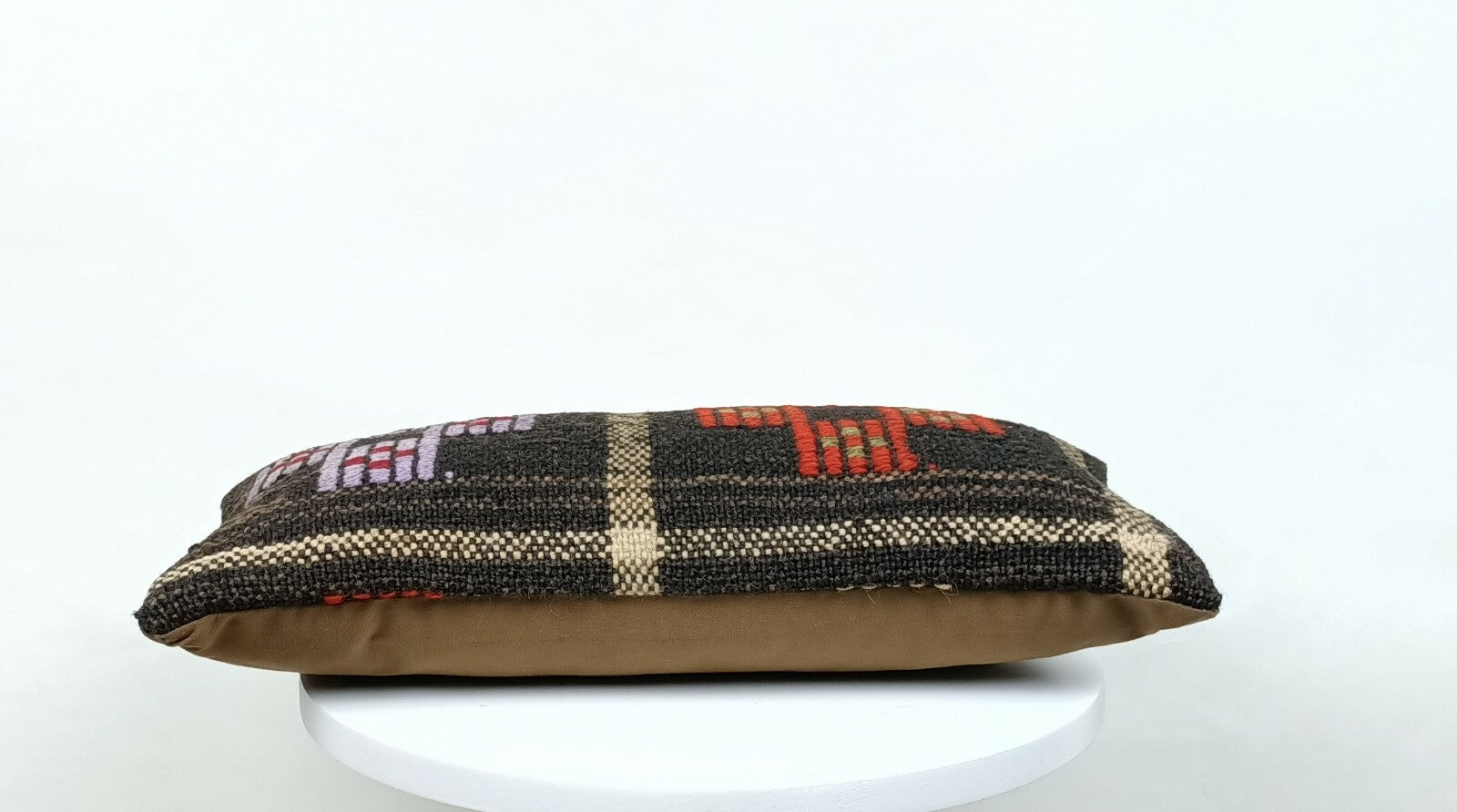 Turkish Kilim Pillow Cover 8"x16" Handmade Oushak Rug Tribal Lumbar Cushion E380