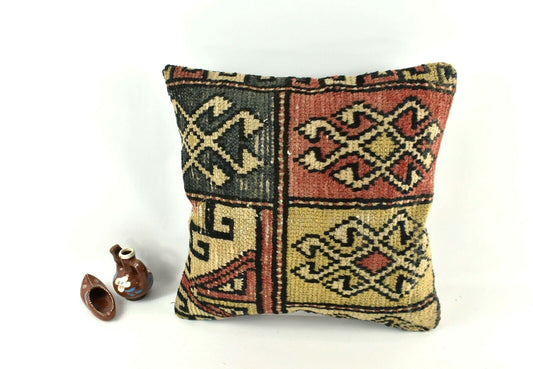 16x16 Oushak Rug Pillow Cover Decorative Handmade Vintage Cushion Cover A2557