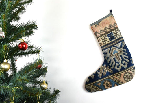 Kilim Christmas Stocking Vintage Rug Stocking Ethnic Decorative Xmas Socks S670