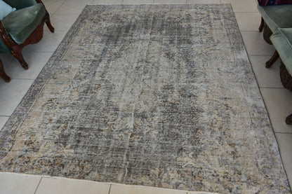 Large Turkish Rug 7.8x6.1 ft Vintage Rug Faded Oushak Rug Living Room Carpet B25
