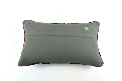 Kilim Pillow Cover 12x20 Handmade Turkish Rug Boho Ethnic Lumbar Cushion 3324