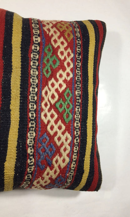 18"x18" Kilim Pillow Cover  Handmade Turkish Vintage Cushion Tribal Lumbar 214