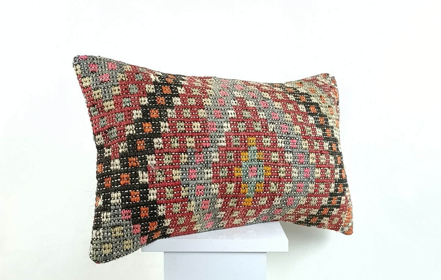 Kilim Pillow Cover 12x20 Turkish Handmade Sofa Couch Floor Lumbar Cushion A1250
