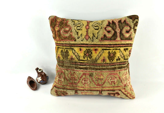 16x16 Oushak Rug Pillow Cover Decorative Handmade Vintage Cushion Cover A2551