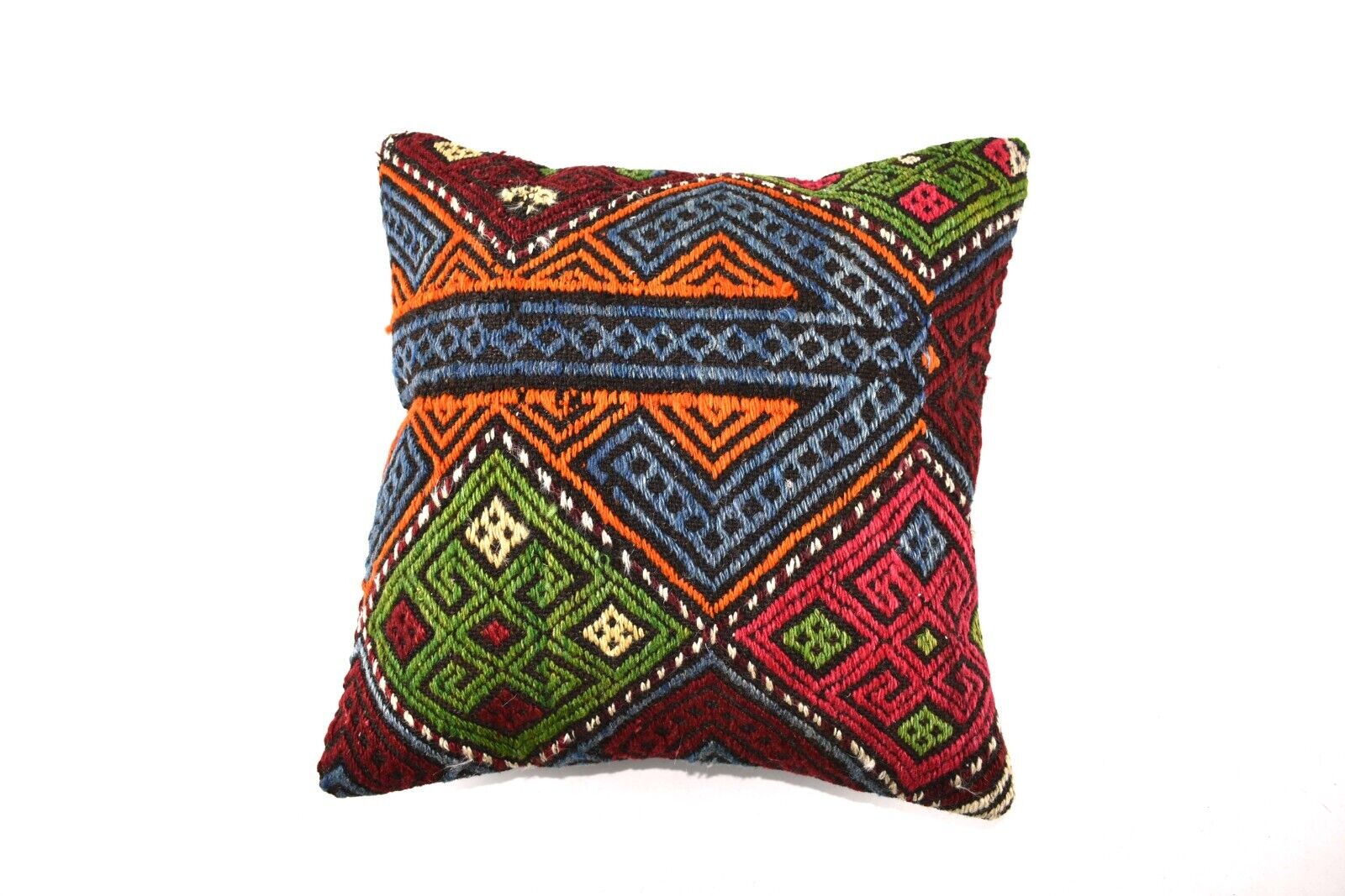 14"x14" Kilim Pillow Cover Handmade Turkish Tribal Ethnic Boho Rug Cushion 4256