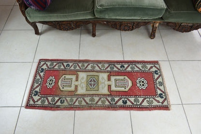 3.6x1.5 ft Anatolian Runner Small Vintage Rug Oushak Runner Mini Turkish Rug Y84