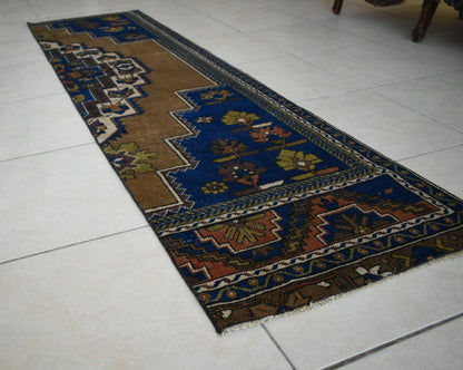 Vintage Runner 7.4x2 ft Oushak Runner Anatolian Rug Faded Turkish Runner R08