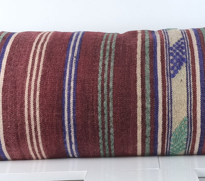 Extra Large Kilim Pillow Cover 16x48 Handmade Ethnic Boho Oriental Lumbar A1565