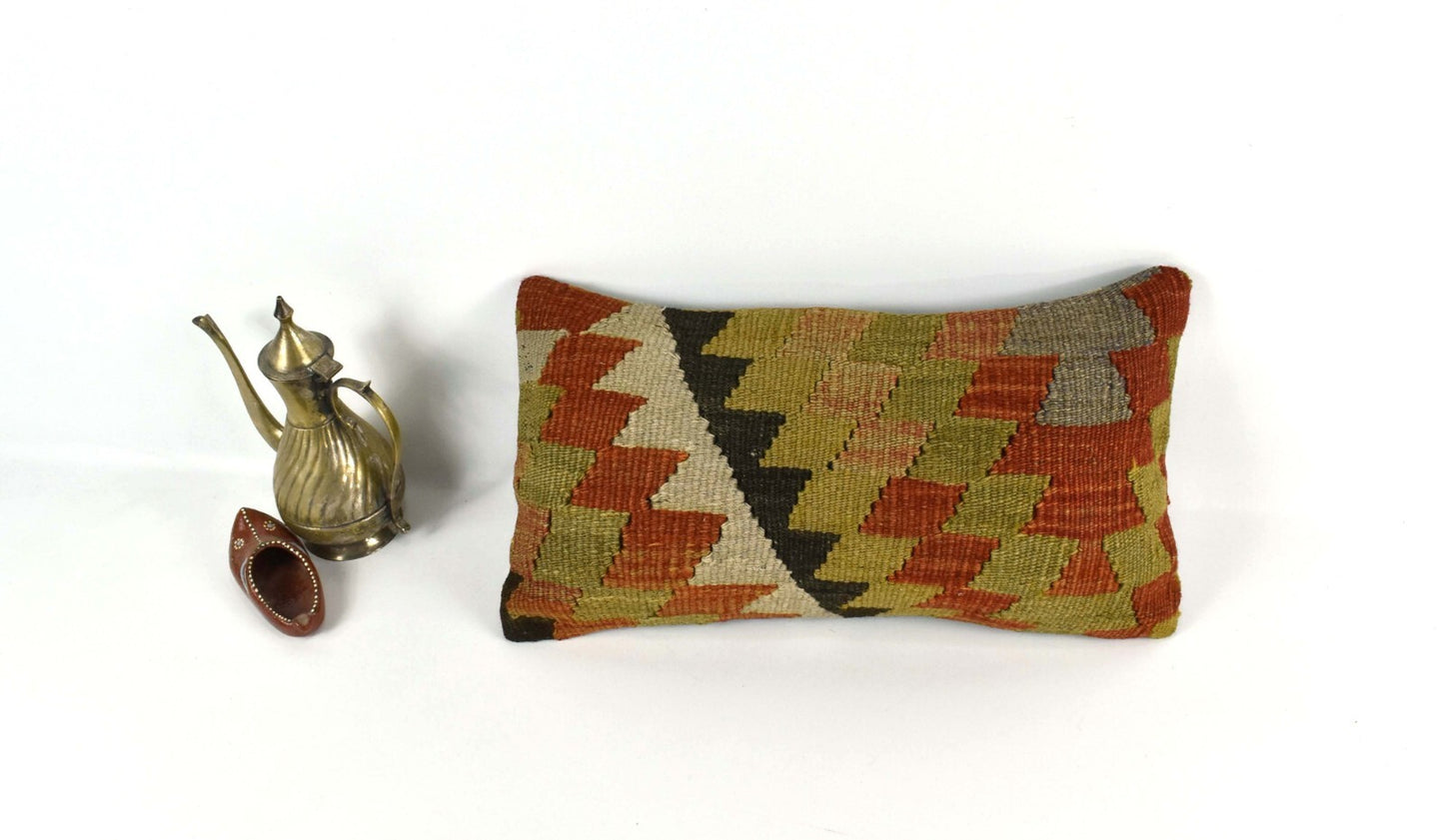 Turkish Cushion Cover 8"x16" Handmade Vintage Boho Ethnic Throw Pillow Case 3709