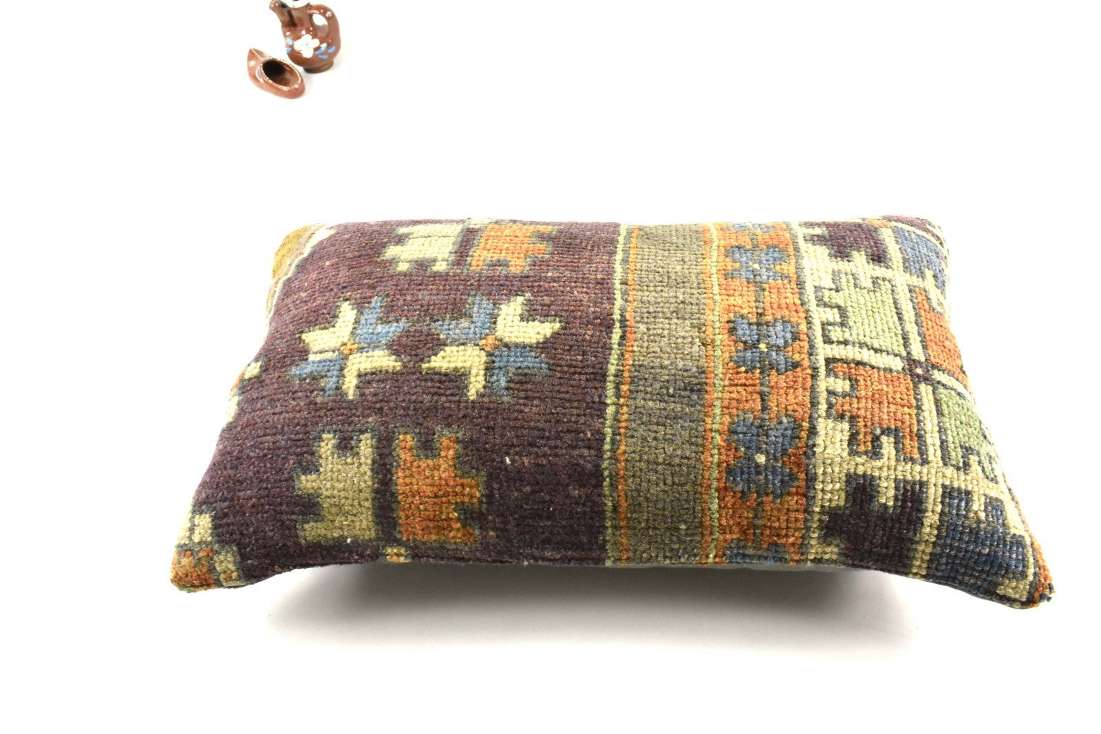 Kilim Pillow Cover 12x20 Handmade Turkish Rug Boho Ethnic Lumbar Cushion A2582