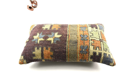 Kilim Pillow Cover 12x20 Handmade Turkish Rug Boho Ethnic Lumbar Cushion A2582