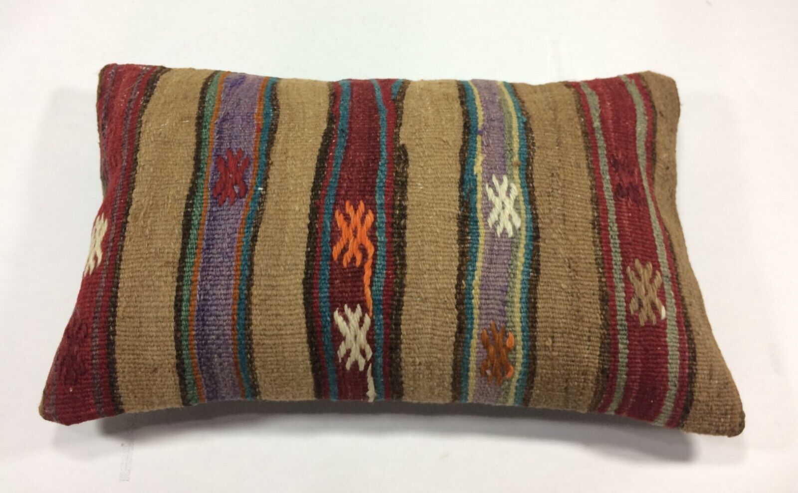 Kilim Pillow Cover 12x20 Handmade Turkish Rug Boho Ethnic Lumbar Cushion 1229