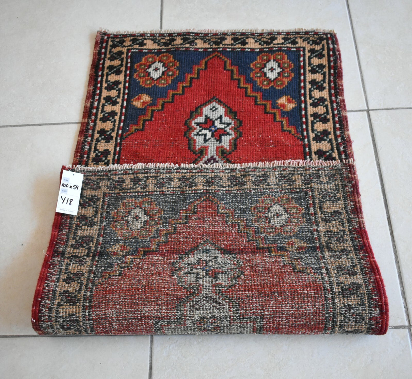 Anatolian Runner 3.2x1.7 ft Vintage Turkish Runner Oushak Runner Rug Y18
