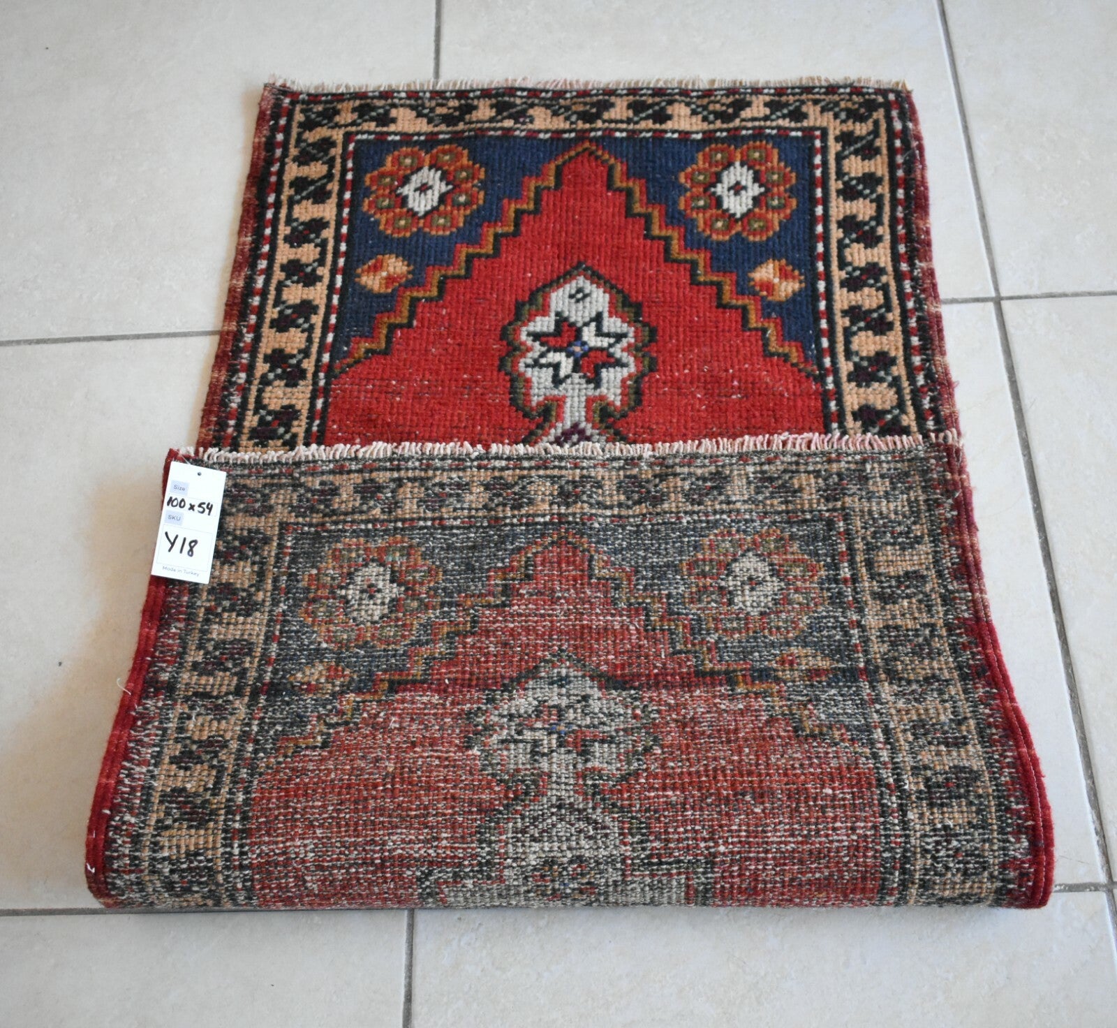 Anatolian Runner 3.2x1.7 ft Vintage Turkish Runner Oushak Runner Rug Y18