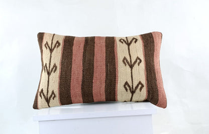 Kilim Pillow Cover 12x20 Turkish Handmade Sofa Couch Floor Lumbar Cushion E1030