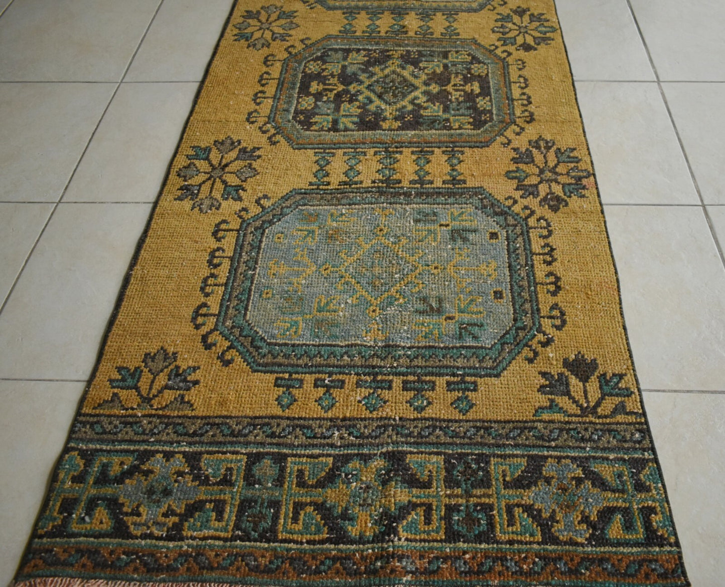 Long Turkish Runner 11.8x2.8 ft Vintage Runner Hallway Runner Handwoven Rug R34