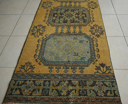 Long Turkish Runner 11.8x2.8 ft Vintage Runner Hallway Runner Handwoven Rug R34