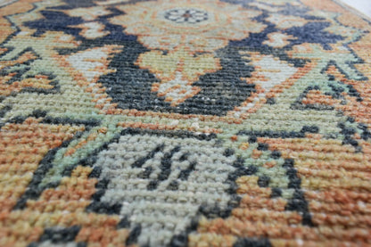 Vintage Runner 2.5x1.2 ft Mini Turkish Rug Oushak Runner Anatolian Runner Y96