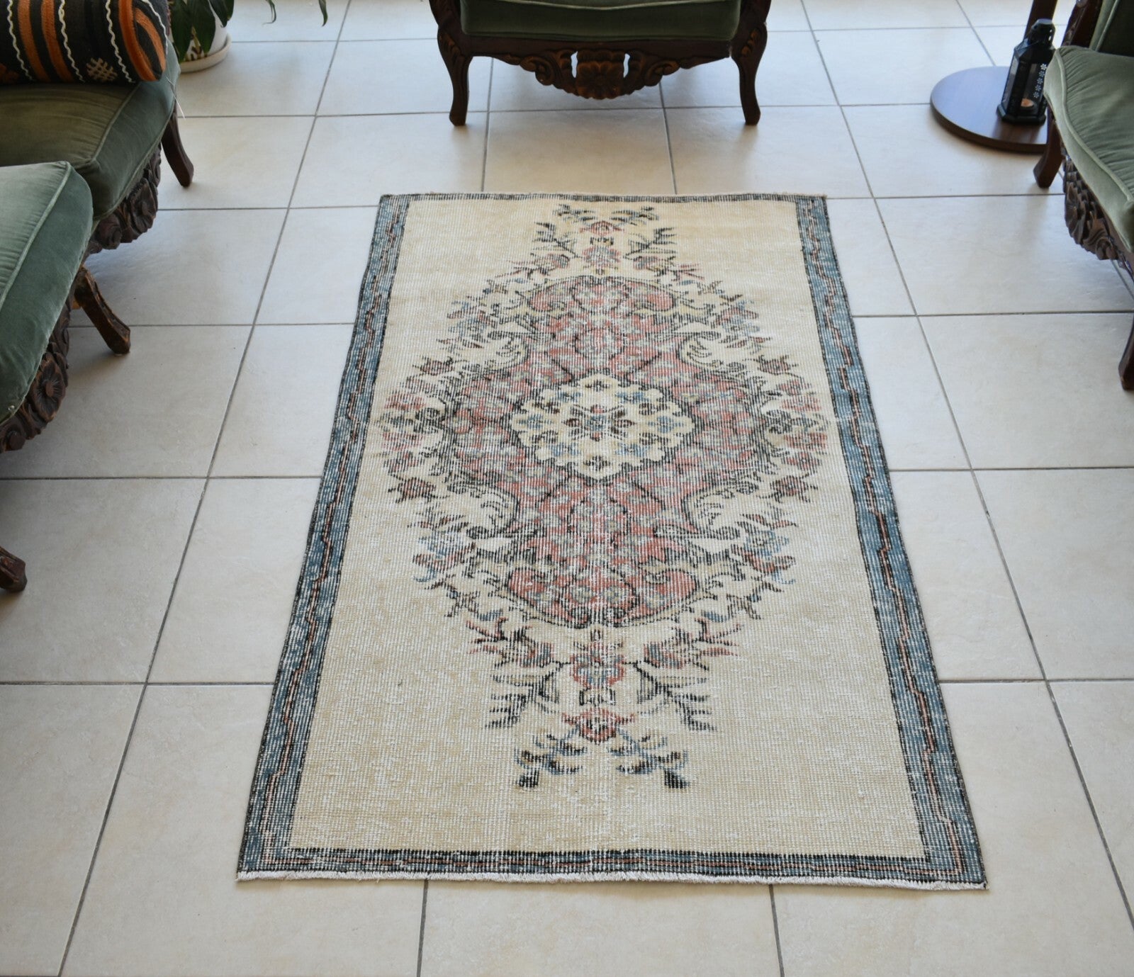 Small Turkish Runner 5.2x3 ft Vintage Runner Hallway Runner Handwoven Rug R46