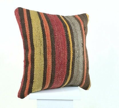 Kilim Pillow Cover 16x16 Oriental Traditional Handmade Bohemian Cushion A1175