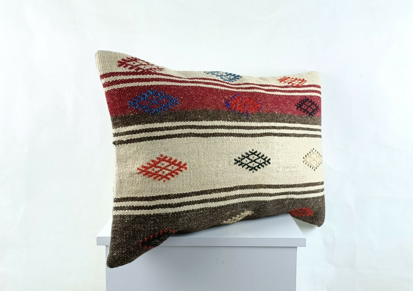 Kilim Pillow Cover 16x24 in Traditional Handmade Anatolian Lumbar Cushion A1470