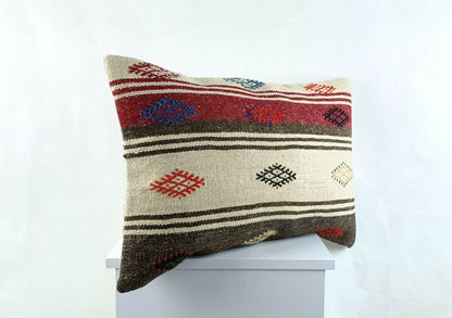 Kilim Pillow Cover 16x24 in Traditional Handmade Anatolian Lumbar Cushion A1470