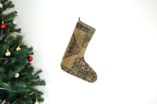 Kilim Christmas Stocking Vintage Rug Stocking Ethnic Decorative Xmas Socks S549