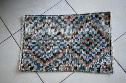 Oushak Runner 1.8x1.2 ft Vintage Turkish Rug Small Runner Anatolian Rug Y08