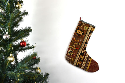 Kilim Christmas Stocking Vintage Rug Stocking Ethnic Decorative Xmas Socks S688