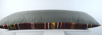 Extra Large Kilim Pillow Cover 16x48 Handmade Ethnic Boho Oriental Lumbar A1586