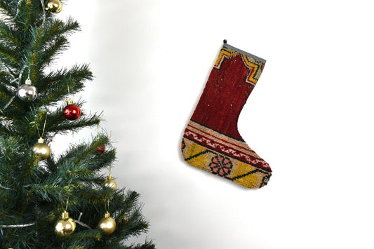 Kilim Christmas Stocking Vintage Rug Stocking Ethnic Decorative Xmas Socks S657