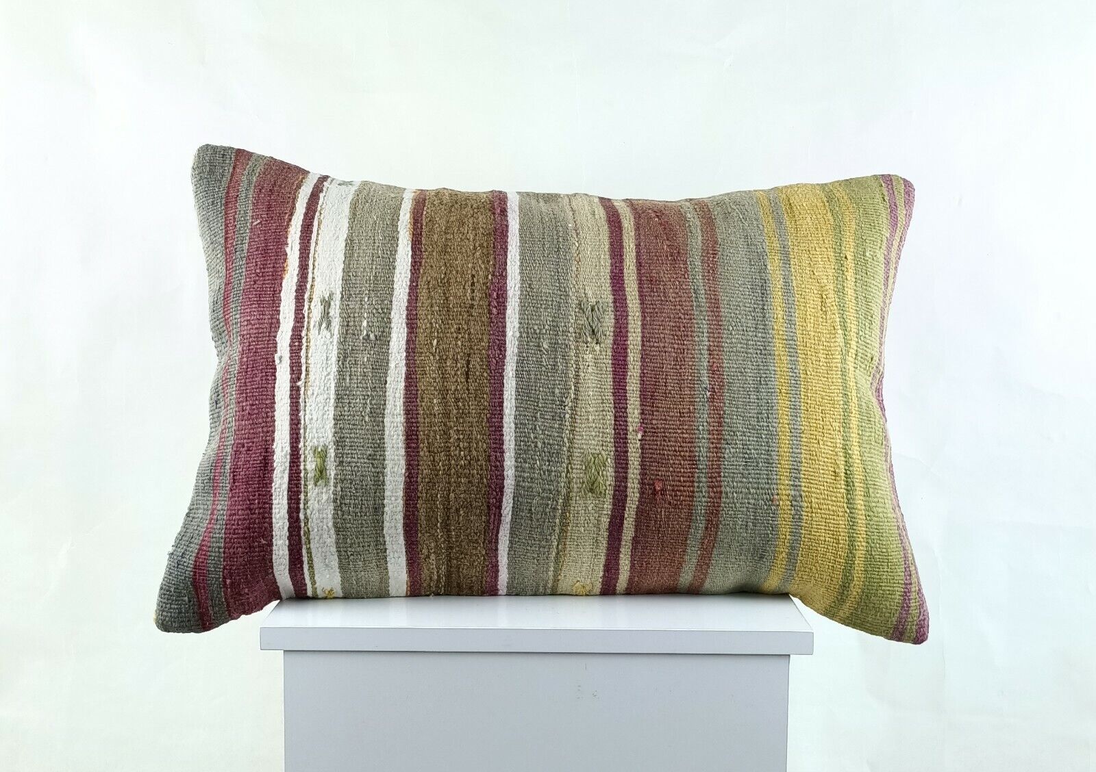 Kilim Pillow Cover 16x24 in Traditional Handmade Anatolian Lumbar Cushion A1456