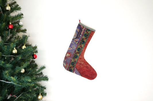 Kilim Christmas Stocking Vintage Rug Stocking Ethnic Decorative Xmas Socks S447