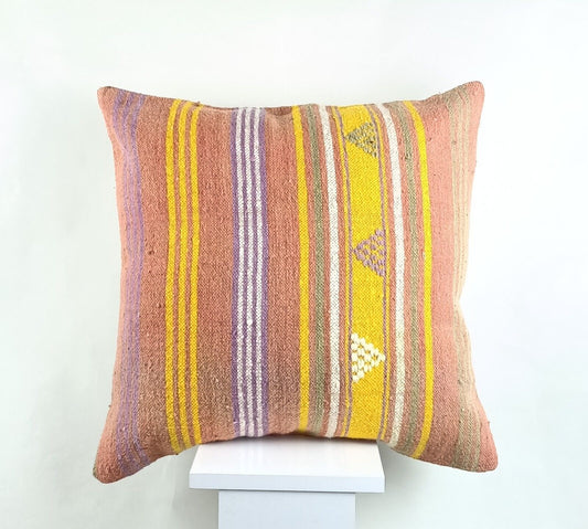 20x20 Kilim Pillow Cover Handmade Vintage Oushak Kilim Cushion Cover 2550