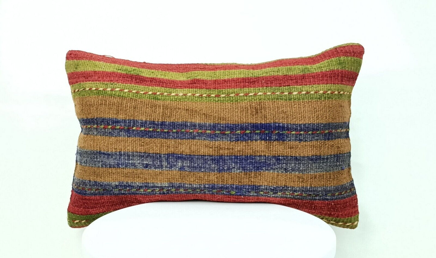 Kilim Pillow Cover 12x20 Turkish Handmade Sofa Couch Floor Lumbar Cushion E512