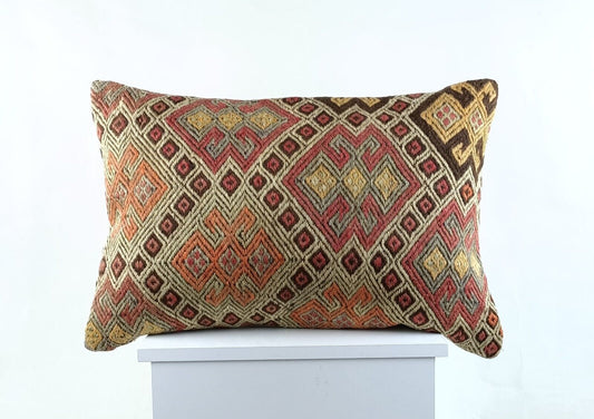 Kilim Pillow Cover 16x24 in Traditional Handmade Anatolian Lumbar Cushion A1483