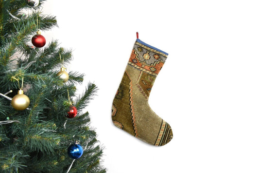 Kilim Christmas Stocking Vintage Rug Stocking Ethnic Decorative Xmas Socks S865