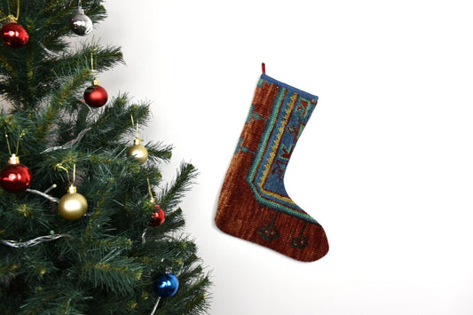 Kilim Christmas Stocking Vintage Rug Stocking Ethnic Decorative Xmas Socks S961