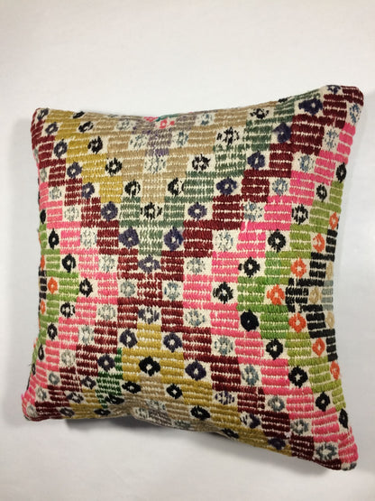 18"x18" Kilim Pillow Cover  Handmade Turkish Vintage Cushion Tribal Lumbar 681
