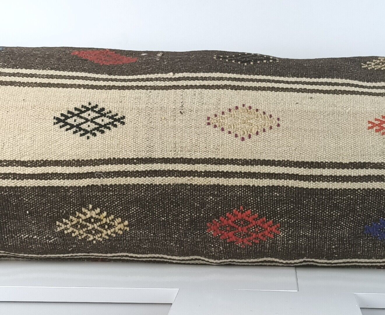 Kilim Lumbar Cover 16x48 Handmade Extra Large Turkish Ethnic Throw Pillow A1585