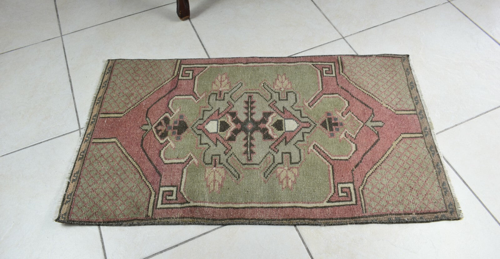 Anatolian Runner 3.1x1.7 ft Vintage Turkish Runner Oushak Runner Rug Y46