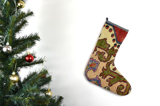 Kilim Christmas Stocking Vintage Rug Stocking Ethnic Decorative Xmas Socks S669