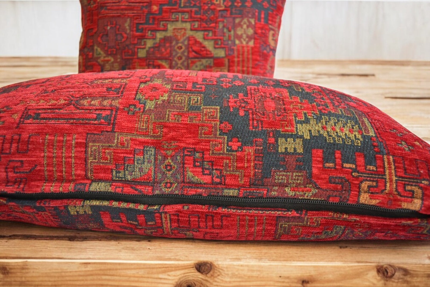 2 pcs/set Kilim Design Fabric Pillow Cover Handmade Ethnic Tribal Boho Lumbar