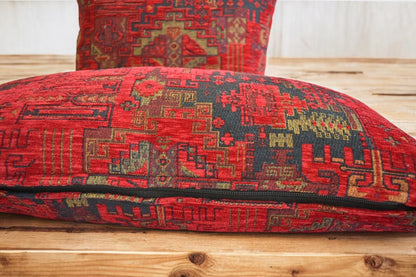 2 pcs/set Kilim Design Fabric Pillow Cover Handmade Ethnic Tribal Boho Lumbar