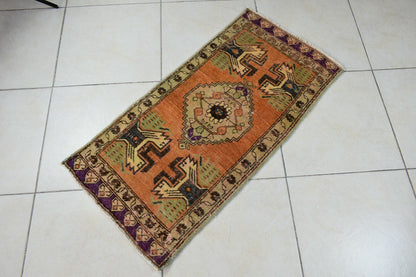 Turkish Runner 3.3x1.6 ft Mini Anatolian Rug Vintage Runner Turkish Runner Y111