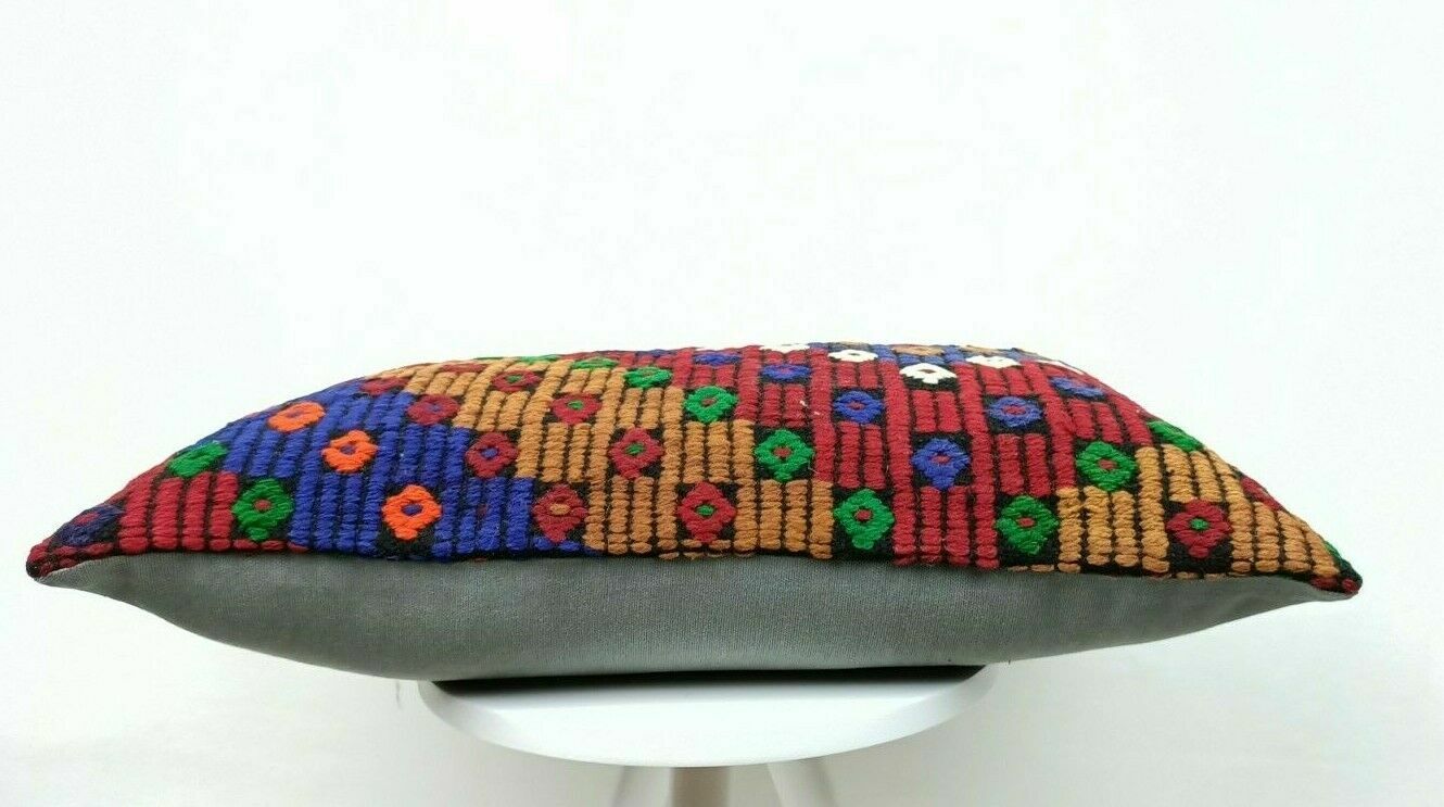 Kilim Pillow Cover 16x24 Handmade Lumbar Tribal Ethnic Sofa Couch Cushion  E501