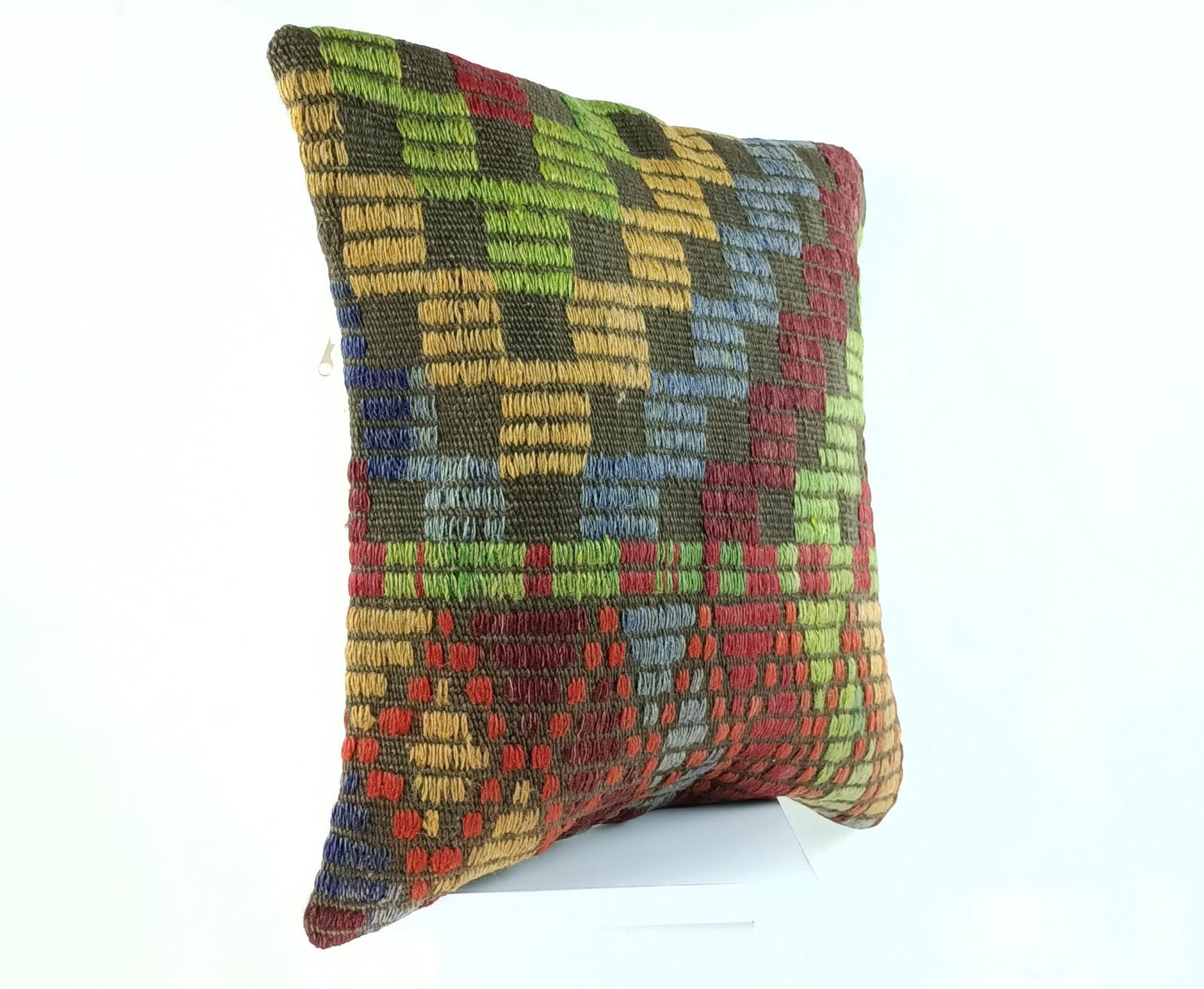 18"x18" Kilim Pillow Cover  Handmade Turkish Vintage Cushion Tribal Lumbar 2353
