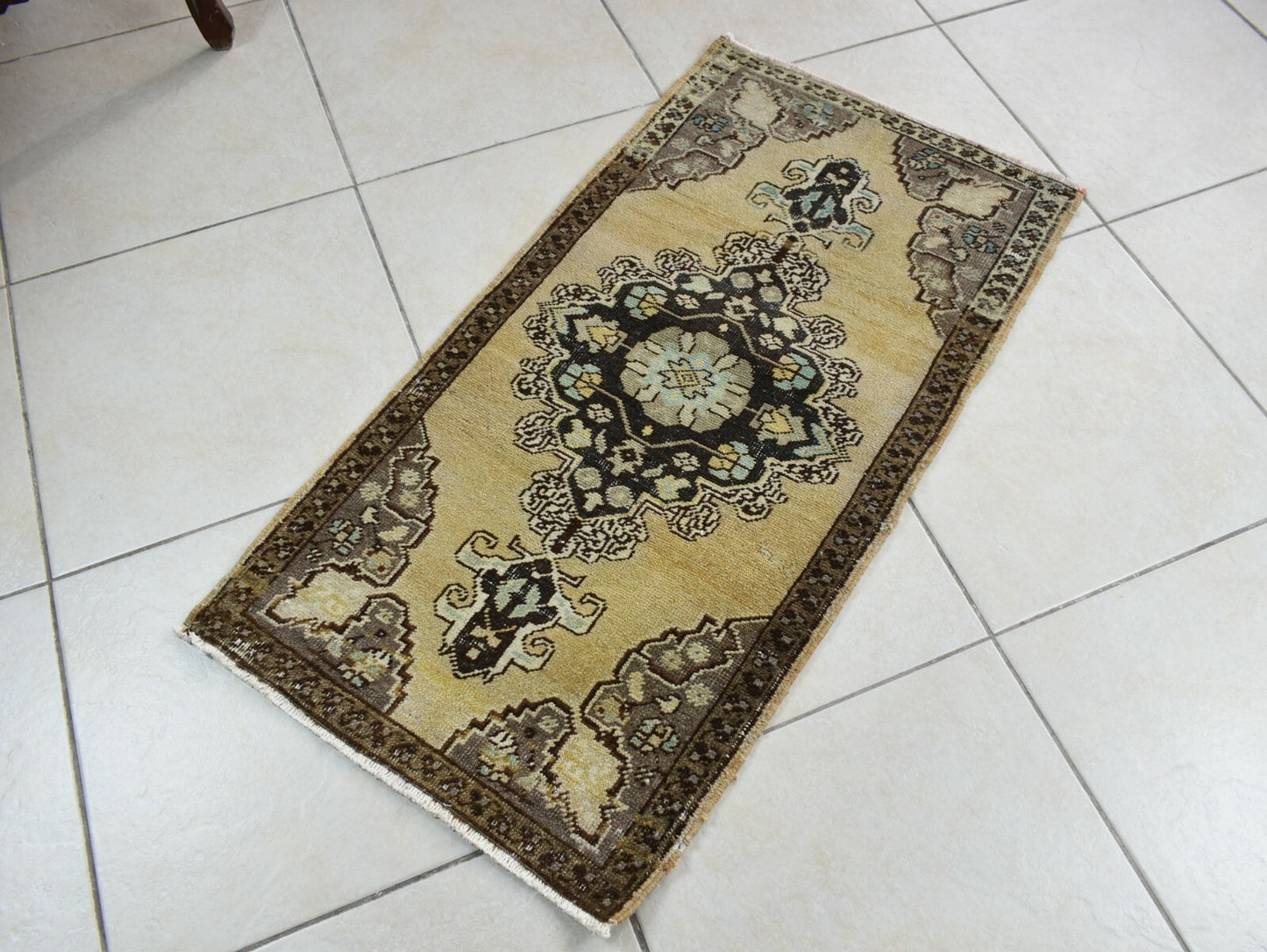 Turkish Runner 3.4x1.7 ft Mini Anatolian Rug Vintage Runner Turkish Runner Y110